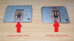 Comparison between your regular stitch plate and single stitch plate.